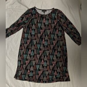 Oh Christmas Tree! Geometric Patterned Dress with Sparkle Tree Accents Size S